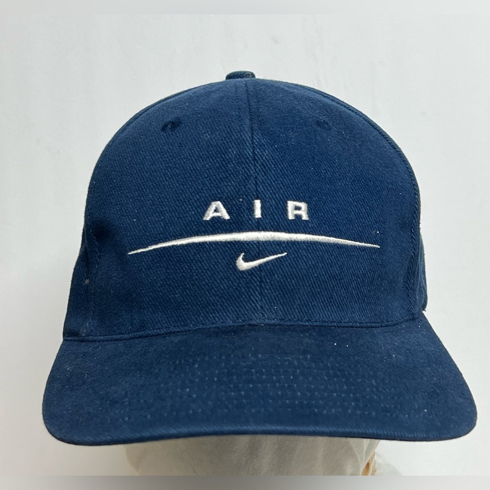 Vintage 90s Nike Air Navy Center Swoosh Hat Adjustable Adult OSFA Sports VTG
